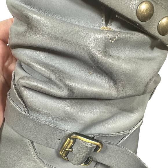 Eric Michael Women's Slouchy Leather Mid-Calf Boots Gray Buckle Strap Casual 10B - Picture 8 of 12